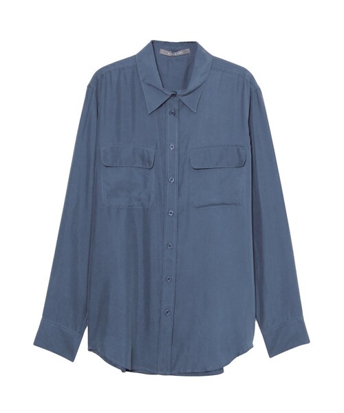 BORNY（ボルニー）の「シルクブロガーシャツ（トップス・レディース・ホワイト/ネイビー・F）」の9枚目の写真