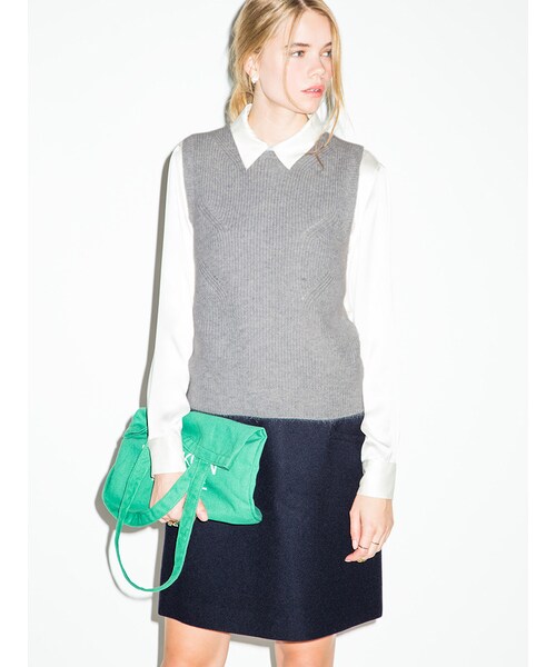 BORNY（ボルニー）の「シルクブロガーシャツ（トップス・レディース・ホワイト/ネイビー・F）」の4枚目の写真