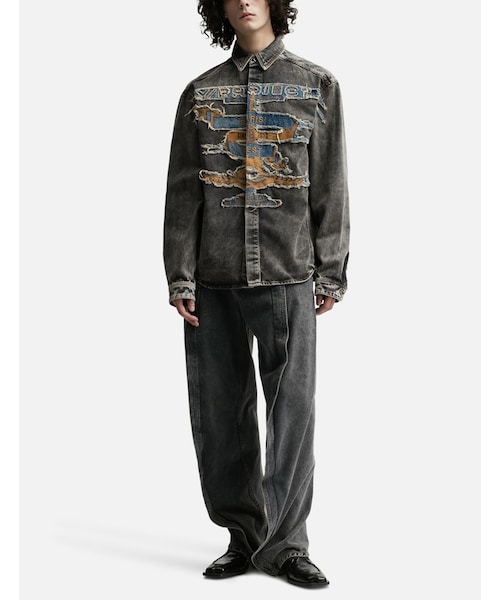 ワイプロジェクト YPROJECT BANANA JEANS ウォッシュド加工デニム  