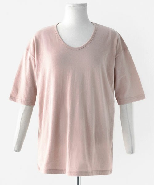 DHOLIC（ディーホリック）の「ラウンドネック半袖Tシャツ（Tシャツ/カットソー・レディース・グレー/ディープグリーン/サーモンピンク/ブラック/ホワイトアイボリー・FREE）」の5枚目の写真