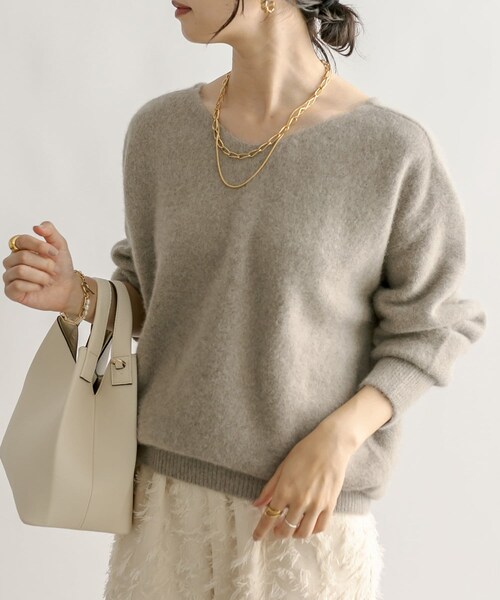 RIVE DROITE 【やわらかな着心地】 へアリーラグランVネックニット RIVE DROITE（リヴドロワ）の「予約【やわらかな着心地】ヘアリー