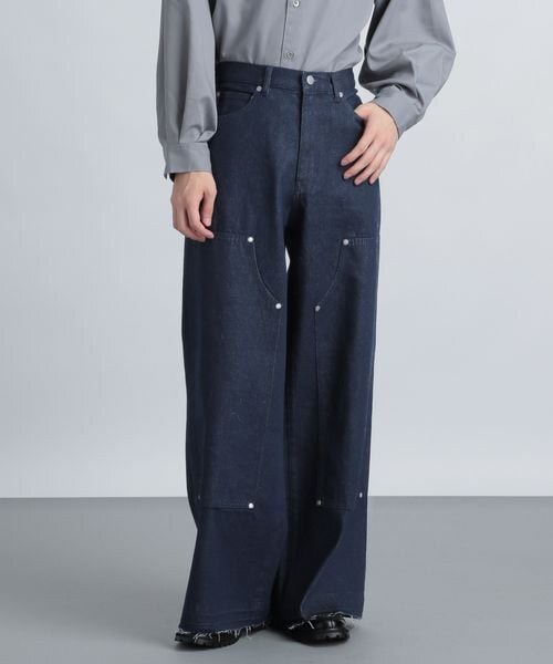 HARE（ハレ）の「ワイドダブルニーデニムパンツ（パンツ・メンズ・ブラック09/ブルー86・S/M）」の7枚目の写真
