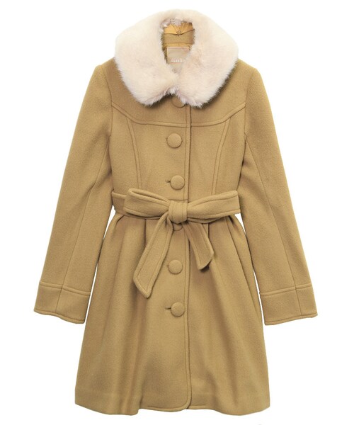 dazzlin（ダズリン）の「【W】襟ファー付きウエストリボンガーリーコート（ジャケット/アウター・レディース・オフホワイト/グレー/ベージュ・S/M）」の12枚目の写真