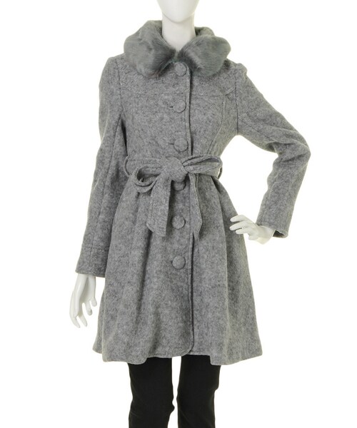 dazzlin（ダズリン）の「【W】襟ファー付きウエストリボンガーリーコート（ジャケット/アウター・レディース・オフホワイト/グレー/ベージュ・S/M）」の2枚目の写真