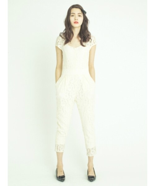 dazzlin（ダズリン）の「【W】レースバックシャンオールインワン（オールインワン・サロペット・レディース・アイボリー/ブラック/ブルー・S/M）」の4枚目の写真