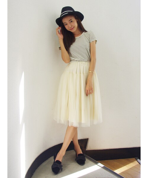 dazzlin（ダズリン）の「【dazzlin】チュールフレアスカート（スカート・レディース・オフホワイト/グレー/ボルドー/ネイビー・F）」の5枚目の写真