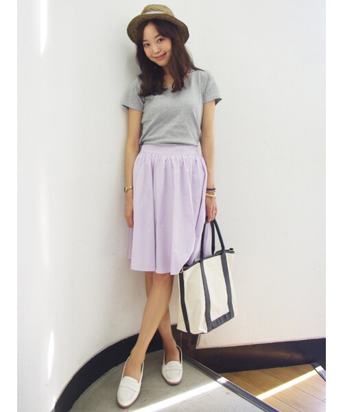 dazzlin（ダズリン）の「【R】コットンロングフレアスカート（スカート・レディース・ホワイト/イエロー/ネイビー/パープル/ミックス・F）」の6枚目の写真