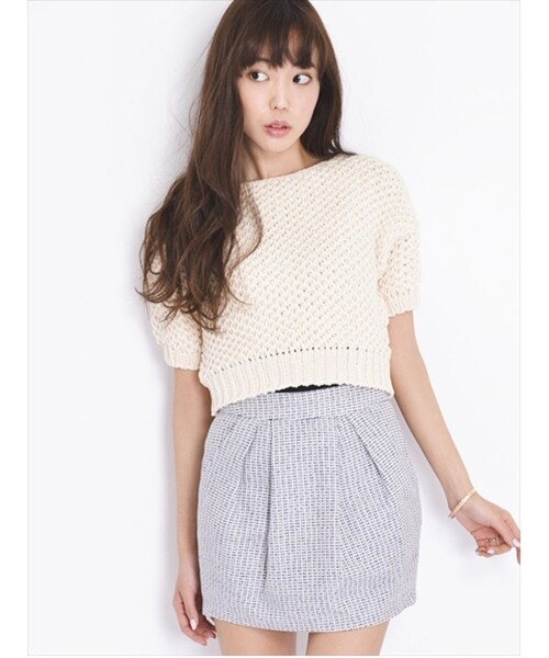 dazzlin（ダズリン）の「【W】ツイードタイトコクーンミニスカート（スカート・レディース・ピンク/ミントグリーン/ブルー・S/M）」の4枚目の写真