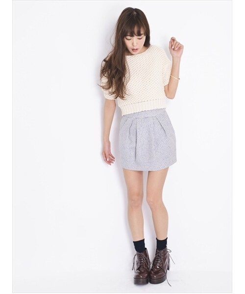 dazzlin（ダズリン）の「【W】ツイードタイトコクーンミニスカート（スカート・レディース・ピンク/ミントグリーン/ブルー・S/M）」の12枚目の写真