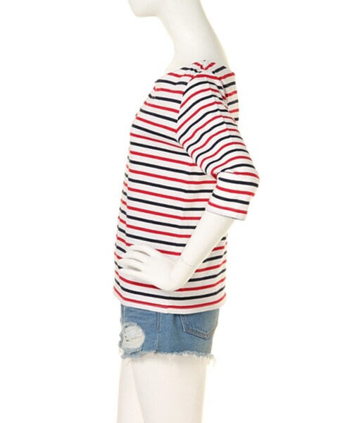 dazzlin（ダズリン）の「【W】マルチボーダー七分袖TOPS（トップス・レディース・グレー/レッド/ネイビー・F）」の6枚目の写真