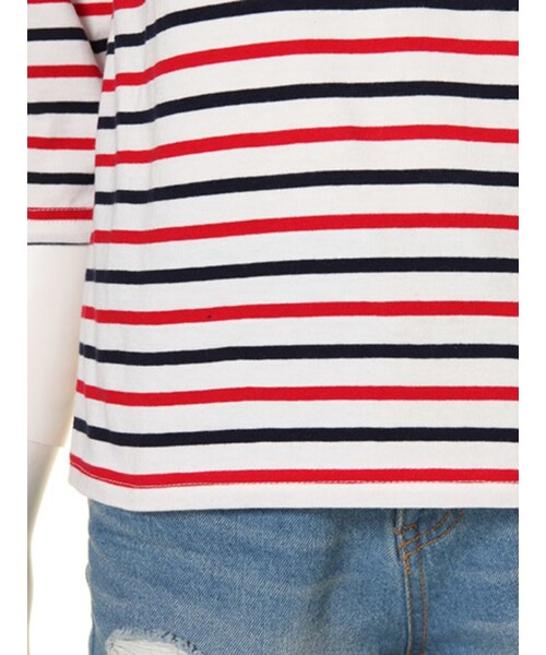 dazzlin（ダズリン）の「【W】マルチボーダー七分袖TOPS（トップス・レディース・グレー/レッド/ネイビー・F）」の9枚目の写真