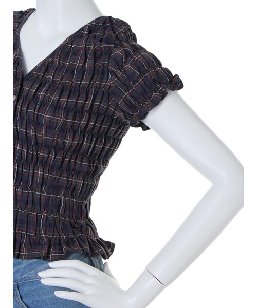 dazzlin（ダズリン）の「【R】チェックシャーリングトップス（トップス・レディース・レッド/グリーン/ネイビー・F）」の8枚目の写真