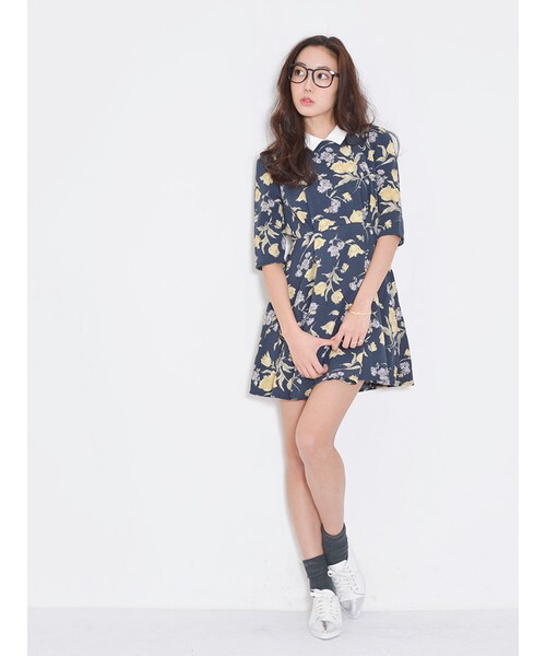 Dazzlin ダズリン の Dazzlin チューリップ柄衿付ワンピース ワンピース ドレス Wear