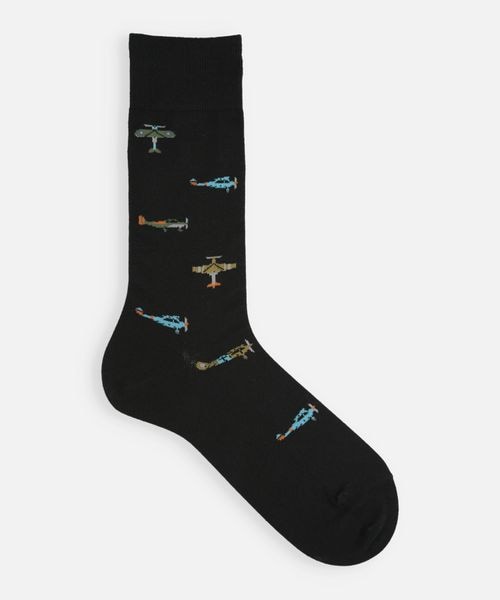 靴下屋(クツシタヤ)の「メンズ 飛行機柄レギュラー丈ソックス/062142150(その他・メンズ・オフホワイト01/グレー11/クロ12/チャコールモク18/ブルーモク85/ネイビー86・F(25.0~27.0cm))」の4枚目の写真