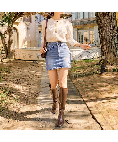 chuu（チュー）の「[Joey] 2-Button Side Slit Inner-Shorts Skirt（その他・レディース・blue・S/M/L）」の3枚目の写真