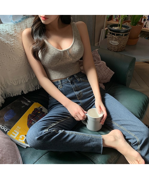 chuu（チュー）の「[Nana] Mid Rise Waistband Dark Blue Skinny Jeans（その他・レディース・기타・ONE SIZE）」の2枚目の写真