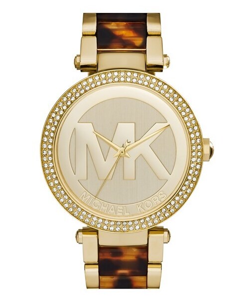 MICHAEL KORS（マイケルコース）の「MICHAEL Michael Kors Michael Kors 'Parker' Logo Dial Bracelet Watch, 39mm（アナログ腕時計・レディース・Gold/ Tortoise）」の2枚目の写真