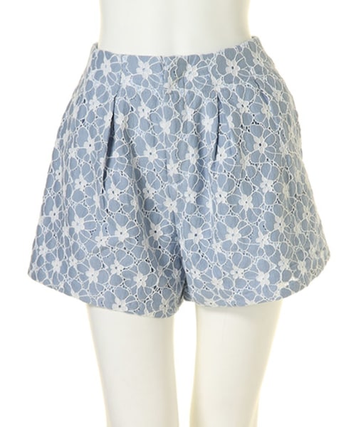 dazzlin（ダズリン）の「フラワーレースハイウエストSPT（パンツ・レディース・オフホワイト/ブラック/ブルー・S/M）」の3枚目の写真