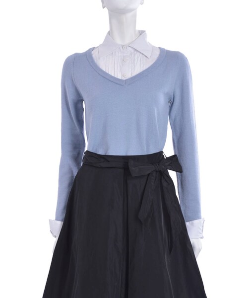 EATME（イートミー）の「グログランリボン付ドッキングニットTOPS（トップス・レディース・グレー/アイスブルー/ベージュ）」の14枚目の写真