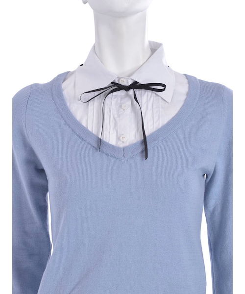 EATME（イートミー）の「グログランリボン付ドッキングニットTOPS（トップス・レディース・グレー/アイスブルー/ベージュ）」の10枚目の写真