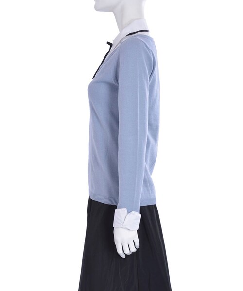 EATME（イートミー）の「グログランリボン付ドッキングニットTOPS（トップス・レディース・グレー/アイスブルー/ベージュ）」の8枚目の写真