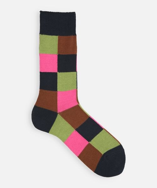 靴下屋(クツシタヤ)の「メンズ クレイジーブロックレギュラー丈ソックス/082141104(その他・メンズ・WEBゲンテイ カーキ+イエロー76/WEBゲンテイ ネイビー+ピンク86・F(25.0~27.0cm)」の7枚目の写真