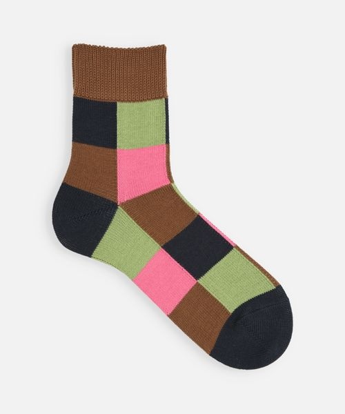 靴下屋（クツシタヤ）の「メンズ クレイジーブロックショート丈ソックス/082131100（その他・メンズ・WEBゲンテイ カーキ+イエロー76/WEBゲンテイネイビー+ピンク86・F）」の3枚目の写真