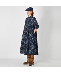 未使用45R Umi更紗のくしゅくしゅドレス （インディゴ）　ワンピース 未使用45R Umi更紗のくしゅくしゅドレス （インディゴ