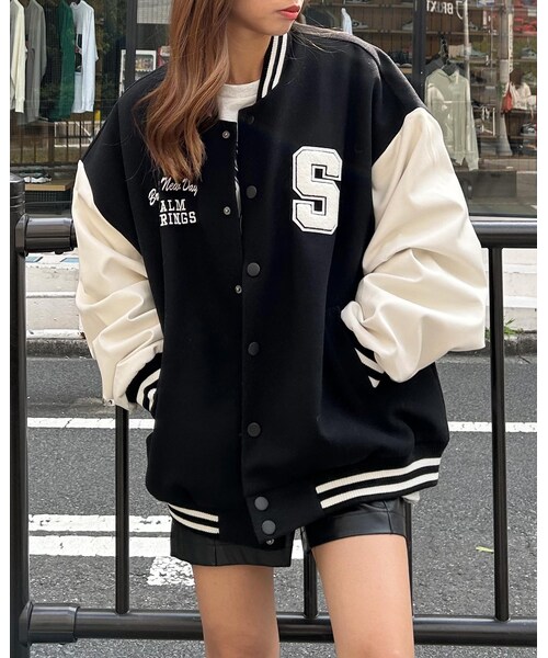 INGNI（イング）の「ワッペン付スタジャン（ジャケット/アウター・レディース・ｸﾛ/ｱｲﾎﾞﾘｰ/ｸﾛ/ｸﾛ/ｱｶ/ｱｲﾎﾞﾘｰ・M）」の6枚目の写真