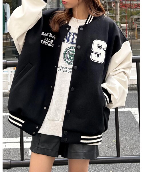 INGNI（イング）の「ワッペン付スタジャン（ジャケット/アウター・レディース・ｸﾛ/ｱｲﾎﾞﾘｰ/ｸﾛ/ｸﾛ/ｱｶ/ｱｲﾎﾞﾘｰ・M）」の7枚目の写真