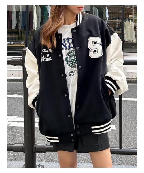 INGNI（イング）の「ワッペン付スタジャン（ジャケット/アウター・レディース・ｸﾛ/ｱｲﾎﾞﾘｰ/ｸﾛ/ｸﾛ/ｱｶ/ｱｲﾎﾞﾘｰ・M）」の10枚目の写真