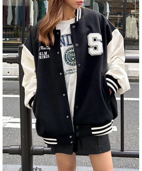 INGNI（イング）の「ワッペン付スタジャン（ジャケット/アウター・レディース・ｸﾛ/ｱｲﾎﾞﾘｰ/ｸﾛ/ｸﾛ/ｱｶ/ｱｲﾎﾞﾘｰ・M）」の8枚目の写真