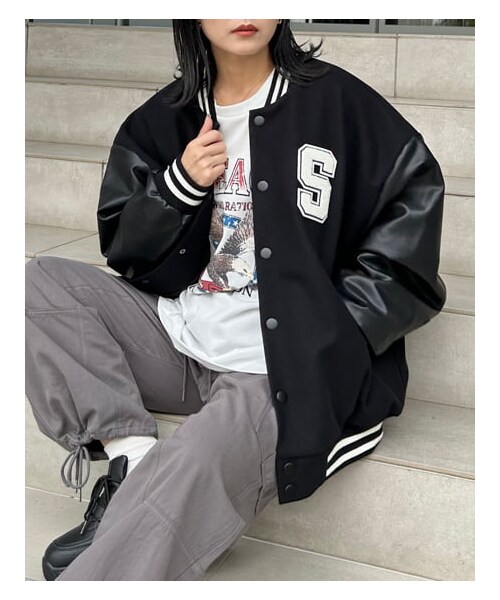 INGNI（イング）の「ワッペン付スタジャン（ジャケット/アウター・レディース・ｸﾛ/ｱｲﾎﾞﾘｰ/ｸﾛ/ｸﾛ/ｱｶ/ｱｲﾎﾞﾘｰ・M）」の11枚目の写真