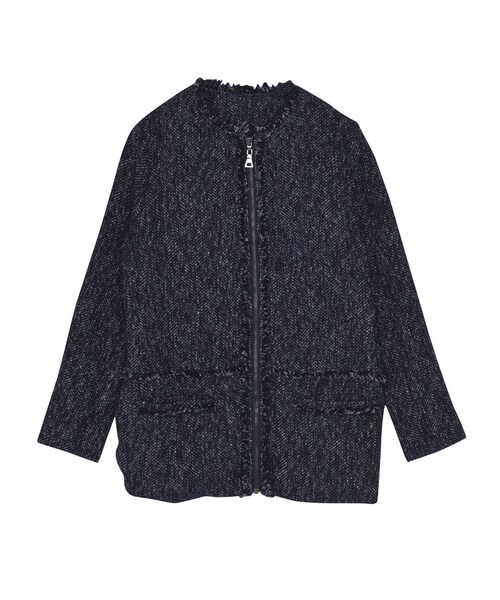 EMODA（エモダ）の「DENIM TWEEDコクーンジャケット（ジャケット/アウター・レディース・ホワイト/アイスブルー/インディゴ）」の3枚目の写真