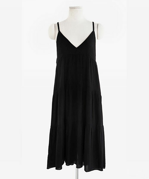 DHOLIC（ディーホリック）の「ティアードキャミワンピース（ワンピース・レディース・アイボリー/ブラック・free）」の2枚目の写真