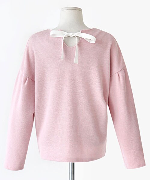 DHOLIC（ディーホリック）の「ミルキーパステルバックリボンTシャツ（Tシャツ/カットソー・レディース・ホワイトアイボリー/ピンク/ミント・FREE）」の4枚目の写真