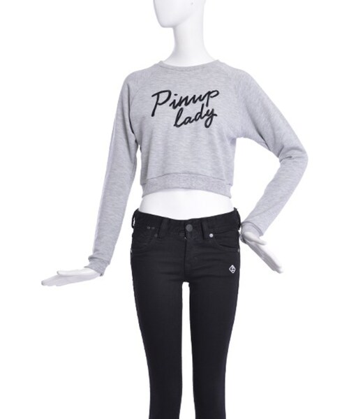 EMODA（エモダ）の「Pin UP LADYトレーナー（トップス・レディース・ホワイト/グレー/ブラック/アイスブルー・F）」の6枚目の写真