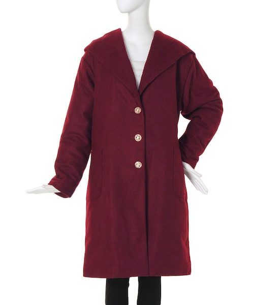 EVRIS（エヴリス）の「ビックショールウールロングコート（ジャケット/アウター・レディース・ブラック/ボルドー・F）」の6枚目の写真