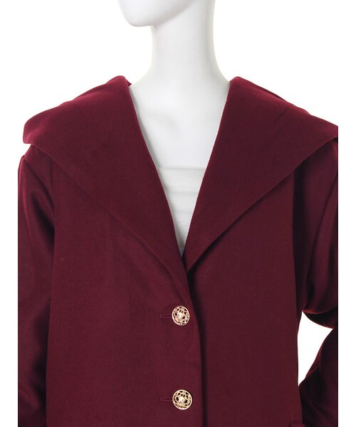 EVRIS（エヴリス）の「ビックショールウールロングコート（ジャケット/アウター・レディース・ブラック/ボルドー・F）」の9枚目の写真