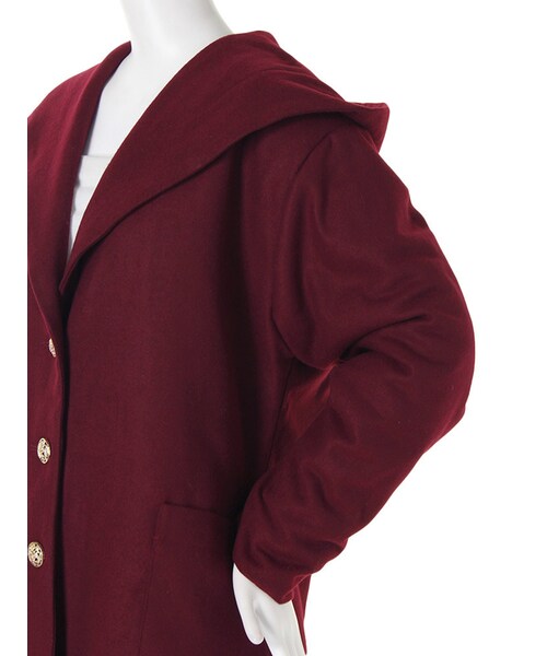 EVRIS（エヴリス）の「ビックショールウールロングコート（ジャケット/アウター・レディース・ブラック/ボルドー・F）」の10枚目の写真