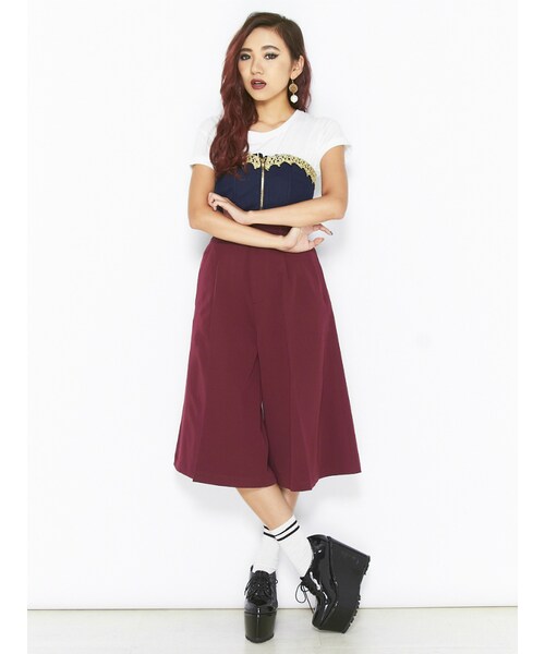 EVRIS（エヴリス）の「ワイドミディパンツ（パンツ・レディース・ブラック/ボルドー/ネイビー・S）」の4枚目の写真