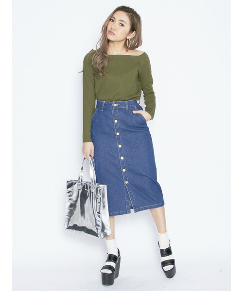 EVRIS（エヴリス）の「デニムロングスカート（スカート・レディース・ホワイト/アイスブルー/インディゴ・S/M）」の5枚目の写真