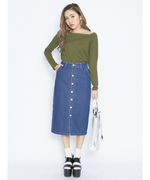 EVRIS（エヴリス）の「デニムロングスカート（スカート・レディース・ホワイト/アイスブルー/インディゴ・S/M）」の4枚目の写真