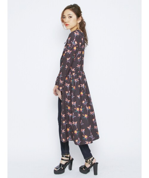 EVRIS（エヴリス）の「ミスティックフラワーシャツワンピ（ワンピース/ドレス・レディース・ホワイト/ブラック/オレンジ・F）」の5枚目の写真