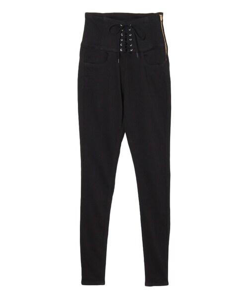 GYDA（ジェイダ）の「レースアップハイウエストパンツ（パンツ・レディース・ブラック/ブルー・XS/S/M）」の14枚目の写真