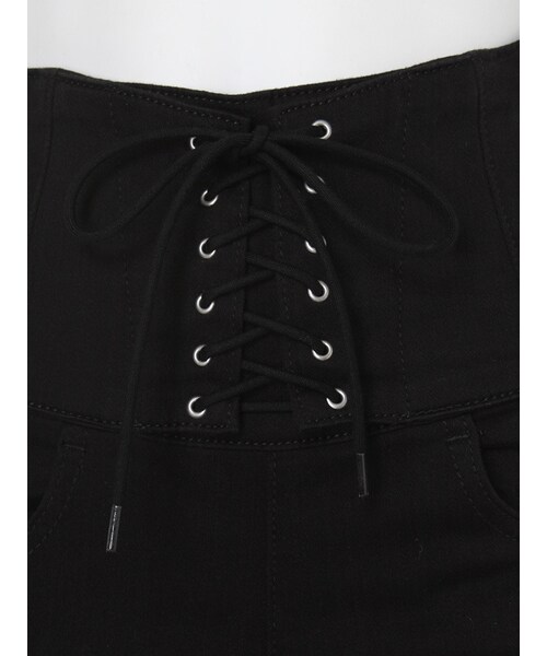 GYDA（ジェイダ）の「レースアップハイウエストパンツ（パンツ・レディース・ブラック/ブルー・XS/S/M）」の13枚目の写真