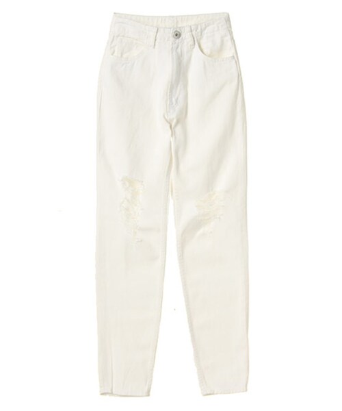 GYDA（ジェイダ）の「ダメージルーズパンツ（パンツ・レディース・オフホワイト/ブラック・XS/S/M）」の3枚目の写真