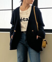un dix cors（アンディコール）の「金釦ノーカラージャケット（ノーカラージャケット・レディース）」