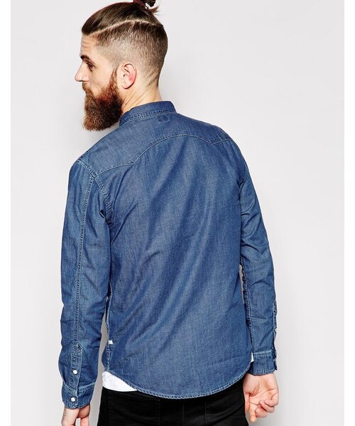 EDWIN（エドウィン）の「Edwin Menphis Denim Shirt Slim Fit Western Heavy Stone Wash（シャツ/ブラウス・メンズ・blue・L-Chest 40-42"/M-Chest 38-40"/S-Chest 36-38"）」の4枚目の写真