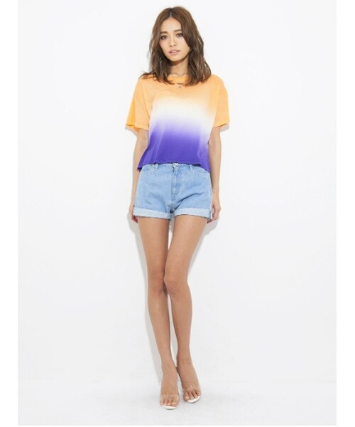 GYDA（ジェイダ）の「ロールアップデニムショートパンツ（パンツ・レディース・ブルー/アイスブルー・S）」の7枚目の写真